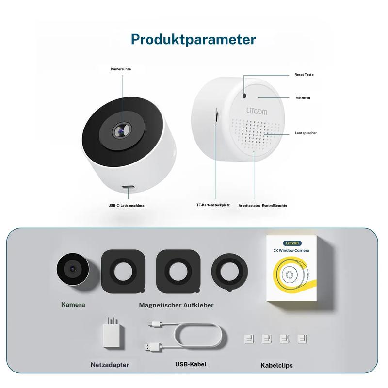 🔥 Kristallklare 2K-Überwachungskamera 🎥 Farbnachtsicht 🌙 24/7-Aufzeichnung und intelligente Alarme 🚨 Einfache Installation! 🔒