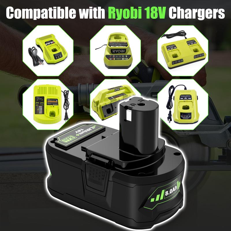 8000-mAh-Ersatzakkus für Ryobi 18 V mit Kontrollleuchte
