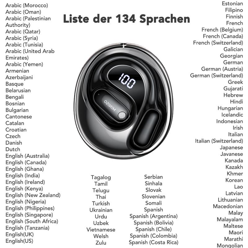 Ki Übersetzungs-Kopfhörer – Echtzeit-Übersetzung in 134 Sprachen mit App, Bluetooth 6.0, Kabellose Earbuds für Musik & Anrufe, IPX5 Wasserdicht, Lange Akkulaufzeit