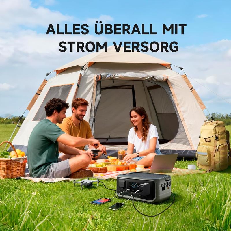 Tragbare Powerstation, 256Wh LiFePO4 Akku, 300W (Max 600W) Solargenerator, <20 ms USV, 100W USB C Ausgang, 3000 Ladezyklen Für Camping Draußen Reisen Notfälle Spieler Festival