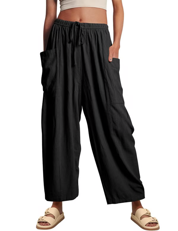 💃 50% Rabatt🔥Freizeithose aus Leinen mit weitem Bein für Damen👖