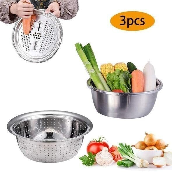 🍽️ 50% RABATT! 3-in-1 Edelstahl-Küchensieb-Set – Rostfrei, Vielseitig & Lebensmittelecht 👨‍🍳