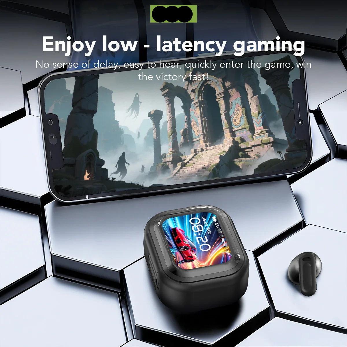 AI True Wireless Gaming-Headset für Bluetooth 6.0 LCD-Display HD-Klangqualität Modische Ohrhörer Kopfhörer Geräuschunterdrückung