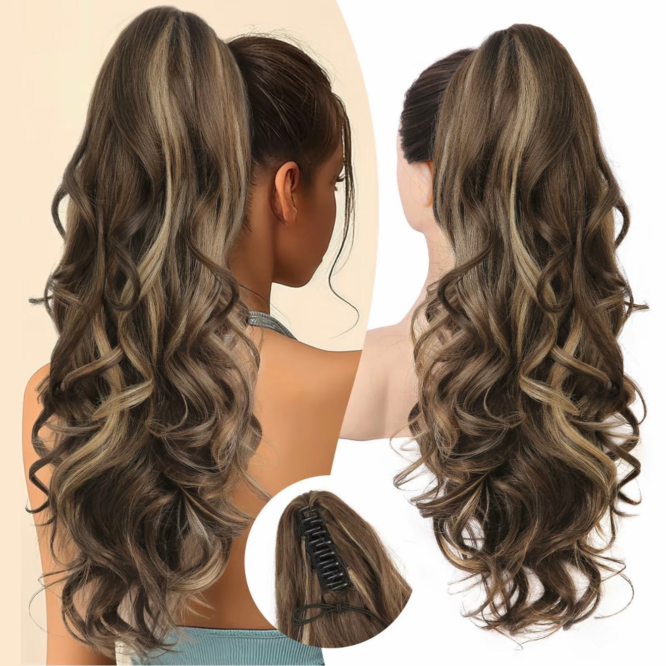 💜Zeitlich begrenzte Aktion 50 % Rabatt💜Clip-on-Haarverlängerung für welligen Pferdeschwanz