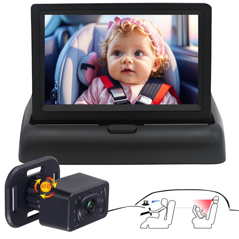 【Baby-Autospiegel】👶 Rücksitz-Babyfon mit kristallklarer 1080P-Auflösung und 360°-Drehbarkeit 🔄 | Einfache Plug-and-Play-Installation, Weitwinkel-Sicherheitsspiegel für Eltern