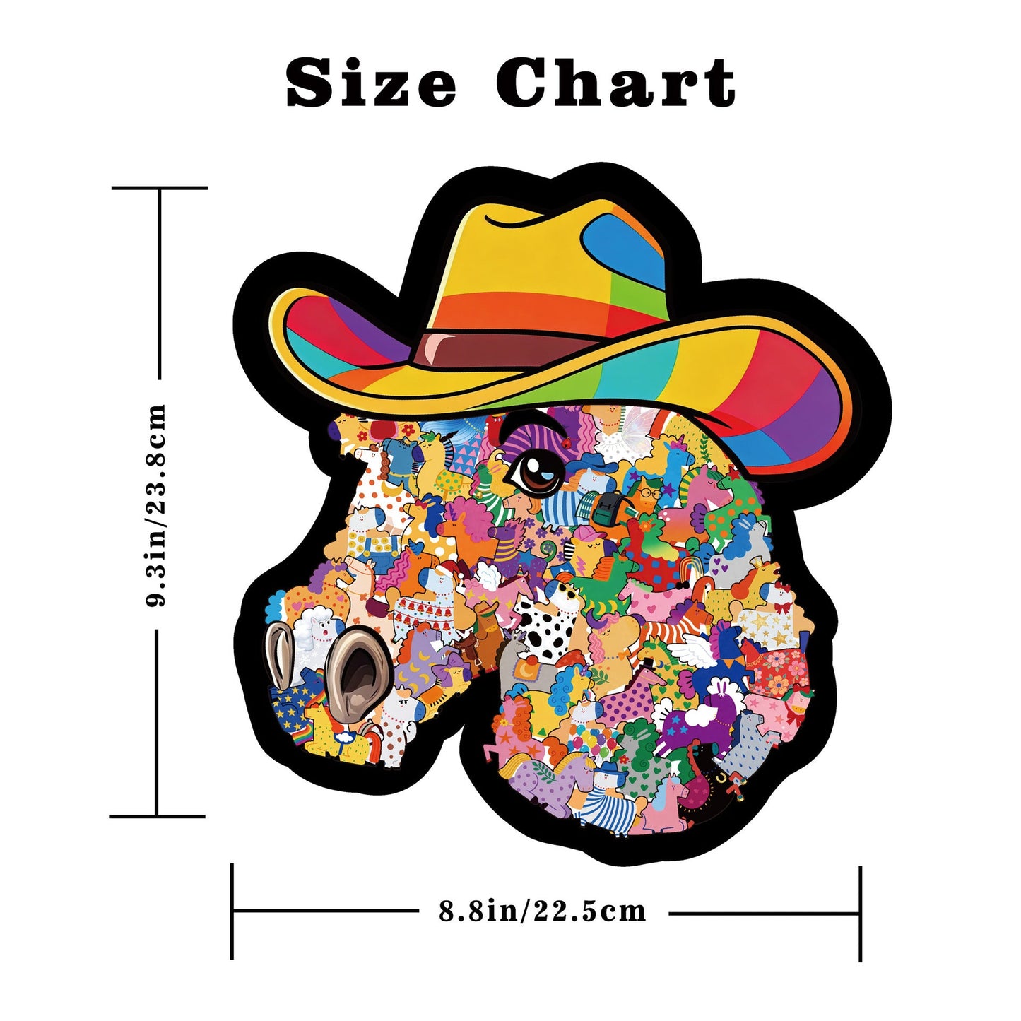🦄🌈2026 Niedliches Puzzle-Set: Cowboyhut, Pony, Gerahmtes Stapelpuzzle, Unregelmäßig geformtes Holzpuzzle