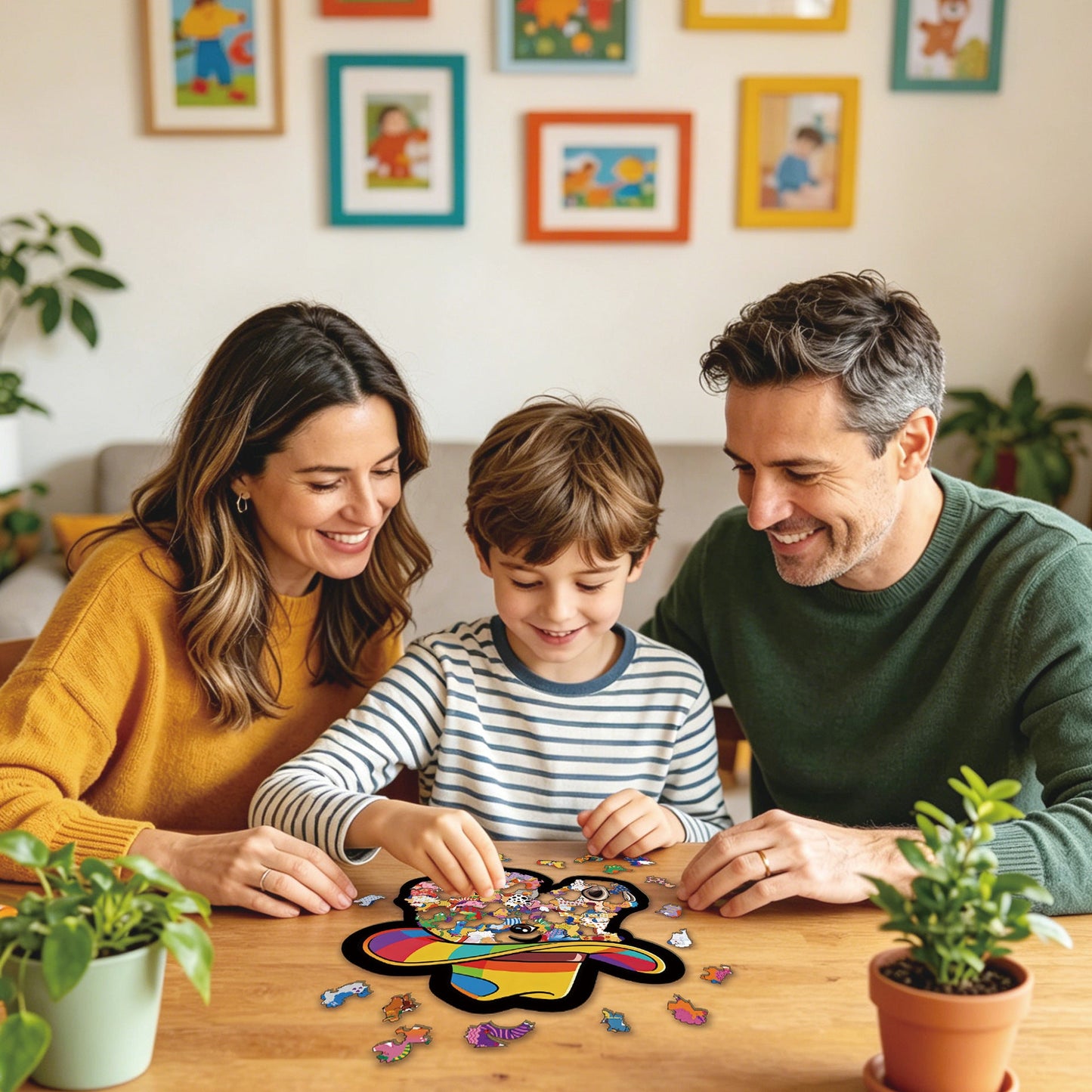 🦄🌈2026 Niedliches Puzzle-Set: Cowboyhut, Pony, Gerahmtes Stapelpuzzle, Unregelmäßig geformtes Holzpuzzle