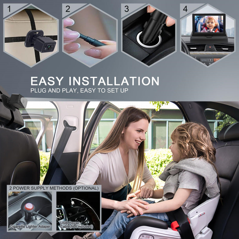 【Baby-Autospiegel】👶 Rücksitz-Babyfon mit kristallklarer 1080P-Auflösung und 360°-Drehbarkeit 🔄 | Einfache Plug-and-Play-Installation, Weitwinkel-Sicherheitsspiegel für Eltern