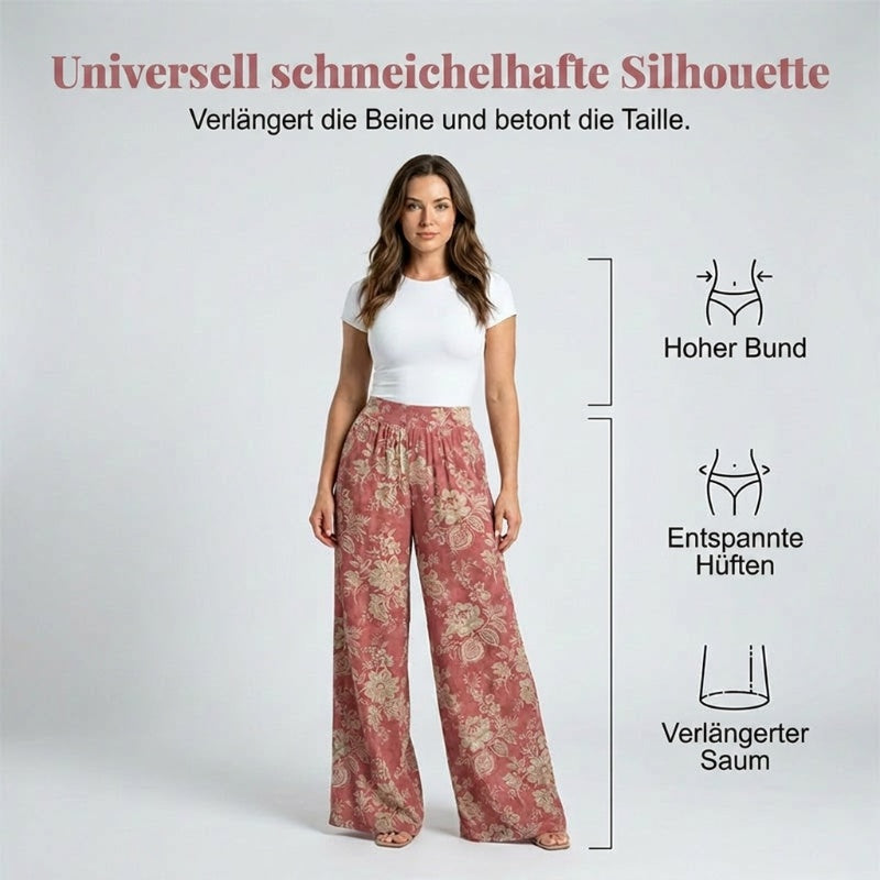 👖 🌸 Damens Palazzo-Hose mit Blumenprint & weitem Bein – Bequem, luftig & perfekt für warme Tage ✨
