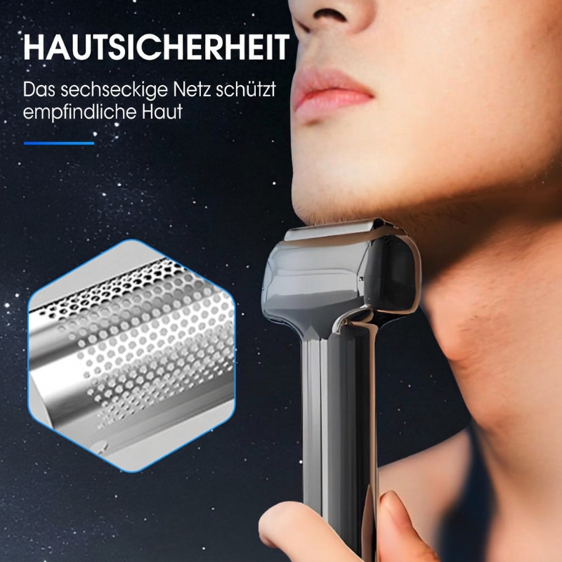 Wiederaufladbarer Folien-Elektrorasierer für Herren – 60 Minuten Akkulaufzeit, IPX6 wasserfest, flüsterleiser Betrieb für empfindliche Haut-Gcom