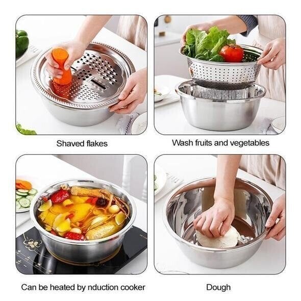 🍽️ 50% RABATT! 3-in-1 Edelstahl-Küchensieb-Set – Rostfrei, Vielseitig & Lebensmittelecht 👨‍🍳