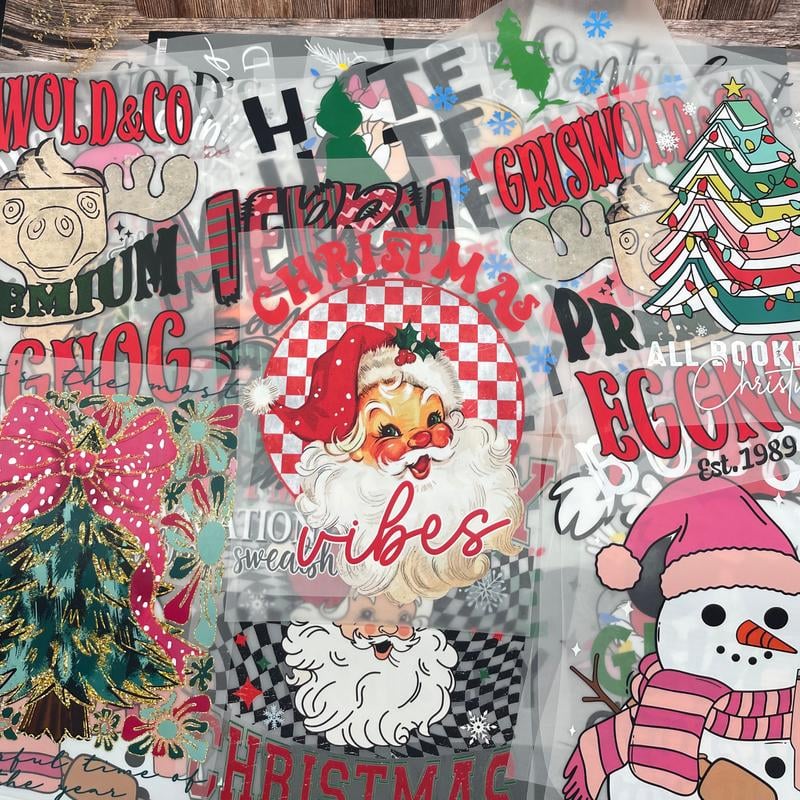 🎄15-teiliges Weihnachts-Überraschungs-DTF-Transfer-Set für festliche DIY-Kreationen