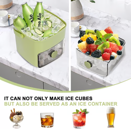 🔥Sommer-Sonderangebot 50 % Rabatt🧊Tragbarer Eisbereiter mit Deckel und Aufbewahrungsbox (48 Eiswürfel).