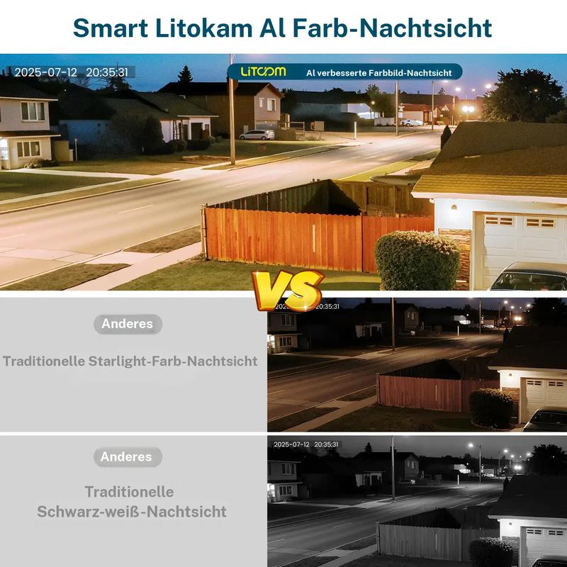 🔥 Kristallklare 2K-Überwachungskamera 🎥 Farbnachtsicht 🌙 24/7-Aufzeichnung und intelligente Alarme 🚨 Einfache Installation! 🔒