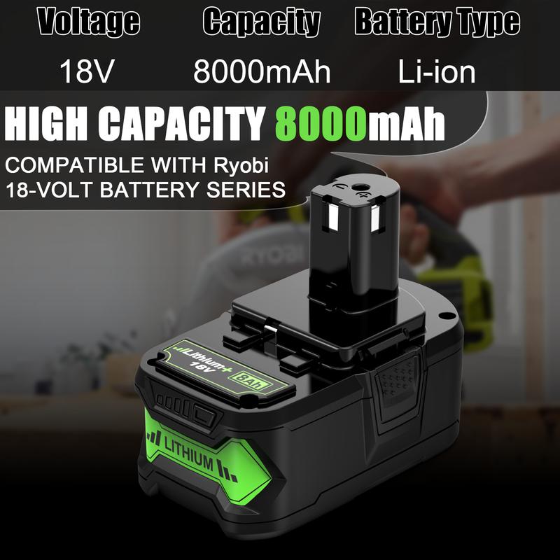 8000-mAh-Ersatzakkus für Ryobi 18 V mit Kontrollleuchte