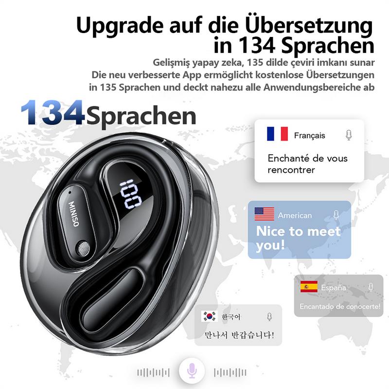 Ki Übersetzungs-Kopfhörer – Echtzeit-Übersetzung in 134 Sprachen mit App, Bluetooth 6.0, Kabellose Earbuds für Musik & Anrufe, IPX5 Wasserdicht, Lange Akkulaufzeit