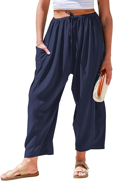 💃 50% Rabatt🔥Freizeithose aus Leinen mit weitem Bein für Damen👖