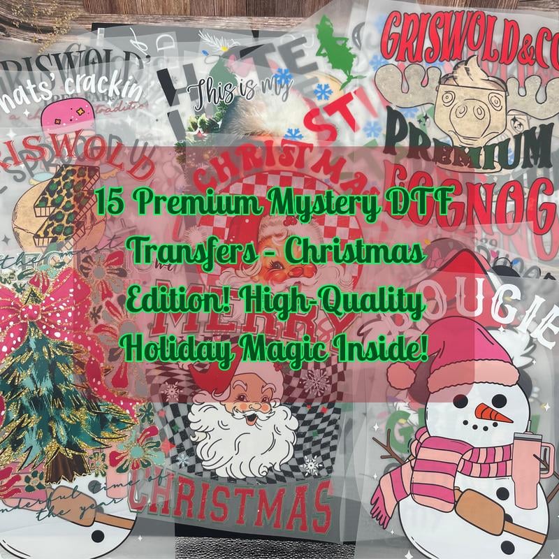 🎄15-teiliges Weihnachts-Überraschungs-DTF-Transfer-Set für festliche DIY-Kreationen