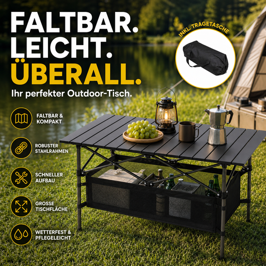 🏕️50% RABATT! 🪑 Tragbarer Campingtisch – Klappbar, stabil & schnell aufgebaut – Ideal für Camping, Picknick & Strand ☀️