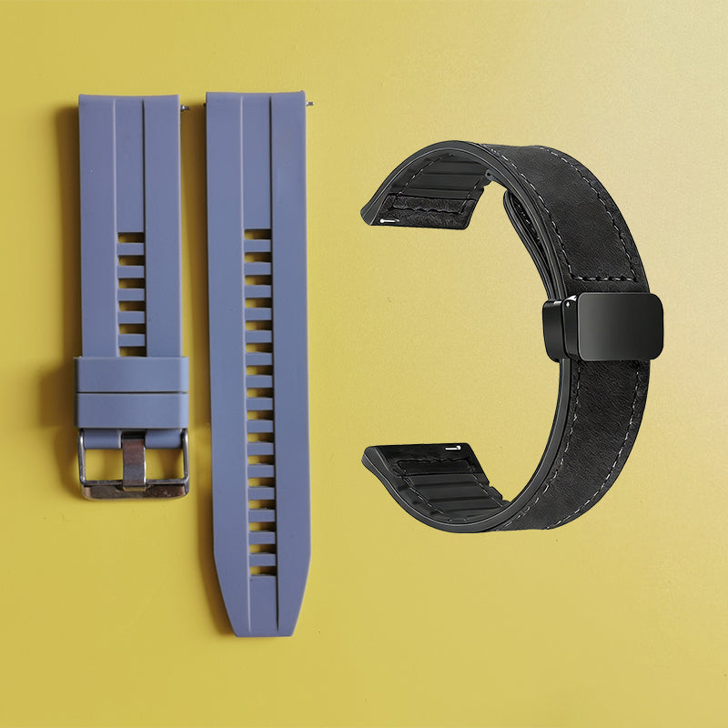 22mm Silikon Uhrenarmband + Leder Uhrenarmband