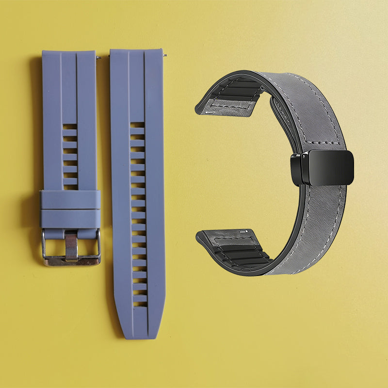 22mm Silikon Uhrenarmband + Leder Uhrenarmband