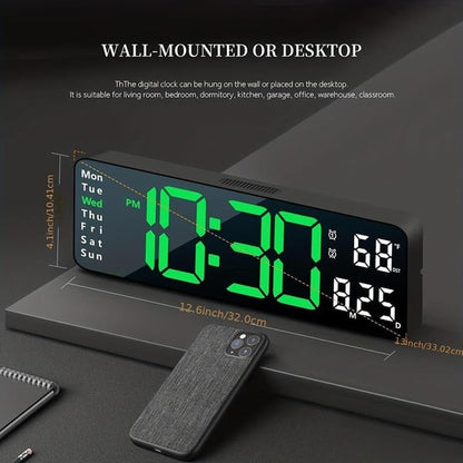 【⏰Limitiertes Angebot – 50 % Rabatt!】⚡40cm große Digitaluhr mit Temperatur, Datum, automatischer Sommerzeit, Nachtlicht und automatischem Helligkeitsdimmer