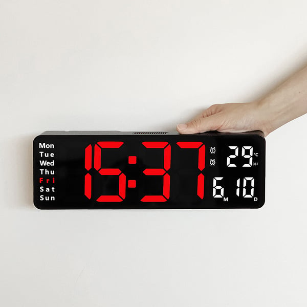 【⏰Limitiertes Angebot – 50 % Rabatt!】⚡40cm große Digitaluhr mit Temperatur, Datum, automatischer Sommerzeit, Nachtlicht und automatischem Helligkeitsdimmer