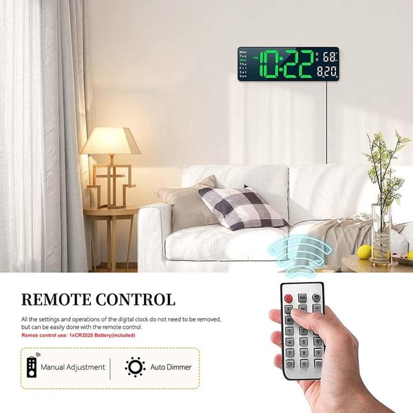 【⏰Limitiertes Angebot – 50 % Rabatt!】⚡40cm große Digitaluhr mit Temperatur, Datum, automatischer Sommerzeit, Nachtlicht und automatischem Helligkeitsdimmer