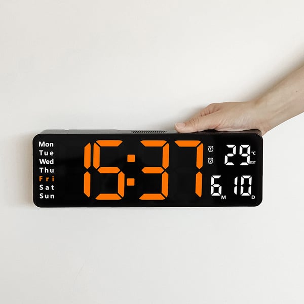【⏰Limitiertes Angebot – 50 % Rabatt!】⚡40cm große Digitaluhr mit Temperatur, Datum, automatischer Sommerzeit, Nachtlicht und automatischem Helligkeitsdimmer