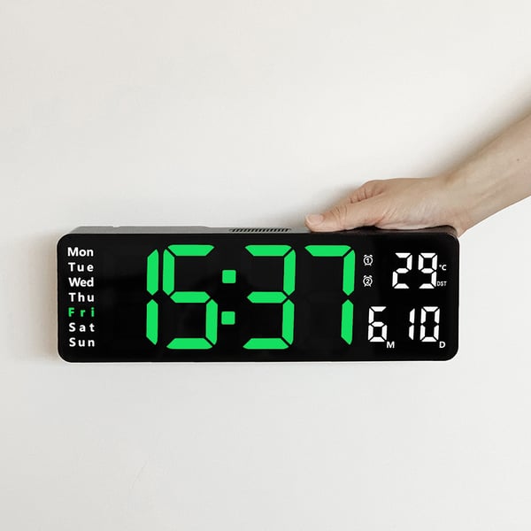 【⏰Limitiertes Angebot – 50 % Rabatt!】⚡40cm große Digitaluhr mit Temperatur, Datum, automatischer Sommerzeit, Nachtlicht und automatischem Helligkeitsdimmer