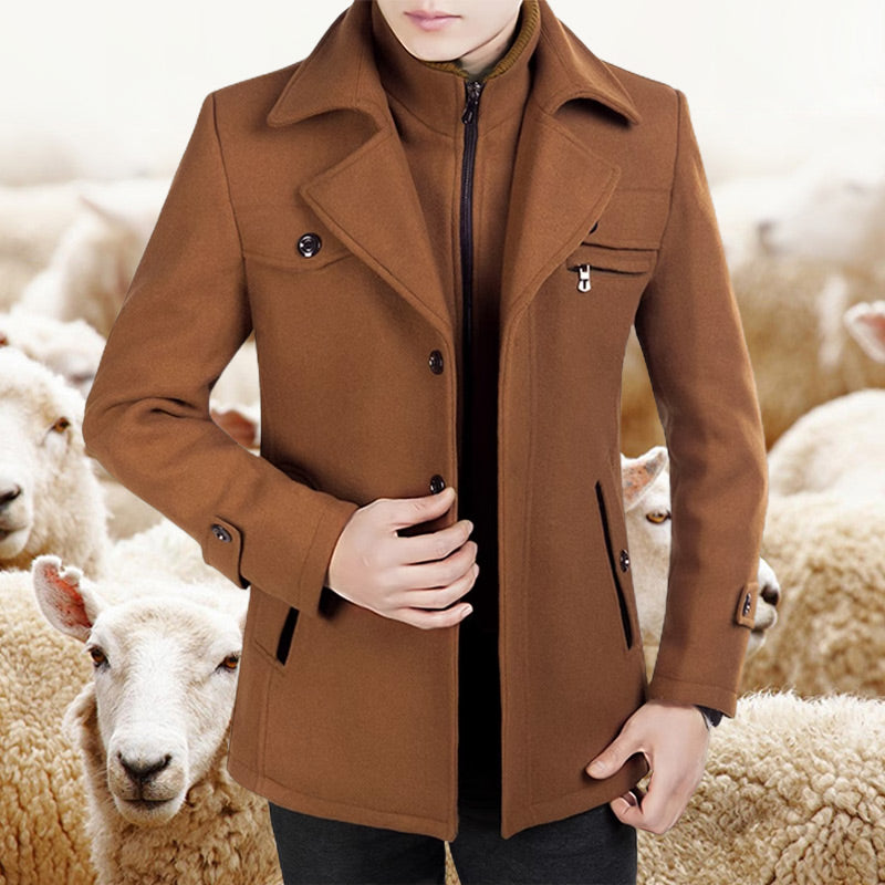 🎁Kostenloser Versand🔥😎Herren Business-Wollmantel Mode Doppelkragen Mittel- und Langwollmantel