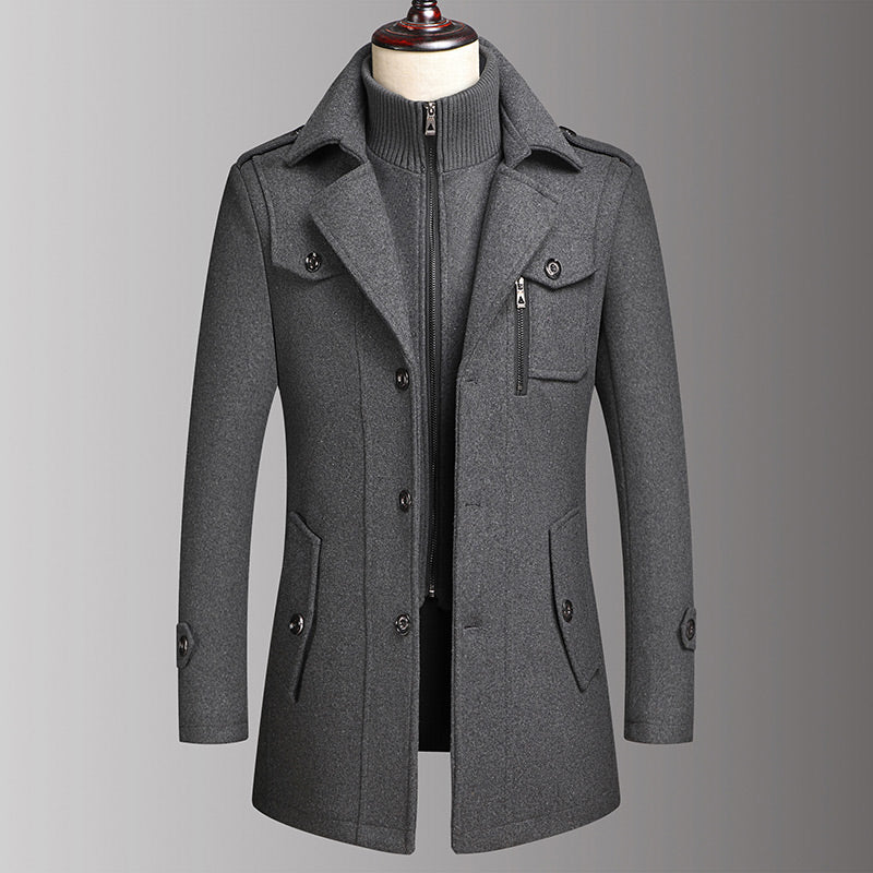 🎁Kostenloser Versand🔥😎Herren Business-Wollmantel Mode Doppelkragen Mittel- und Langwollmantel