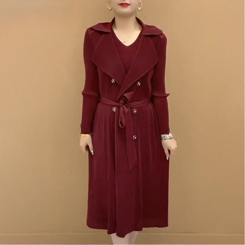 Modischer zweiteiliger Trenchcoat mit plissiertem Anzugkragen