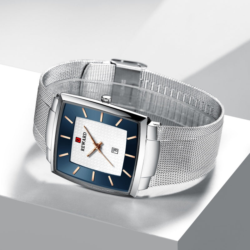 🔥Black-Friday-Mega-Angebot – 50 % Rabatt!🔥Herren Quarzarmbanduhr mit eckigem Mesh-Armband, ultraflach