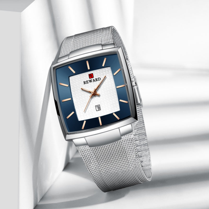 🔥Black-Friday-Mega-Angebot – 50 % Rabatt!🔥Herren Quarzarmbanduhr mit eckigem Mesh-Armband, ultraflach