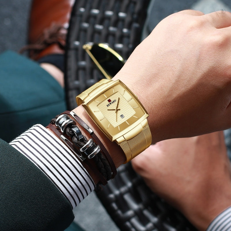 🔥Black-Friday-Mega-Angebot – 50 % Rabatt!🔥Herren Quarzarmbanduhr mit eckigem Mesh-Armband, ultraflach