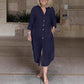 Lässiges, weites, lange Hemdkleid für Damen aus Baumwolle und Leinen