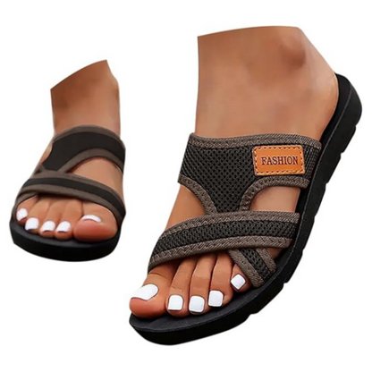 🔥2026 Sommer-Rabatt🩴Bequeme flache Sandalen mit offener Spitze für breite Füße💖
