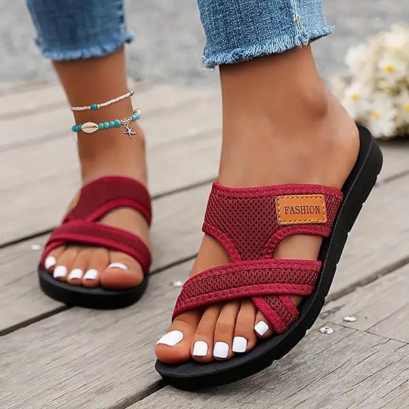 🔥2026 Sommer-Rabatt🩴Bequeme flache Sandalen mit offener Spitze für breite Füße💖