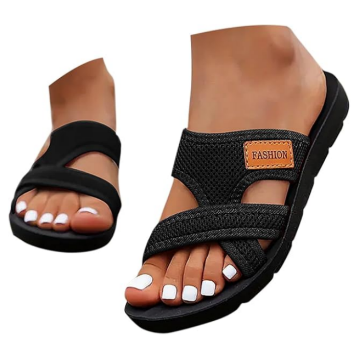 🔥2026 Sommer-Rabatt🩴Bequeme flache Sandalen mit offener Spitze für breite Füße💖