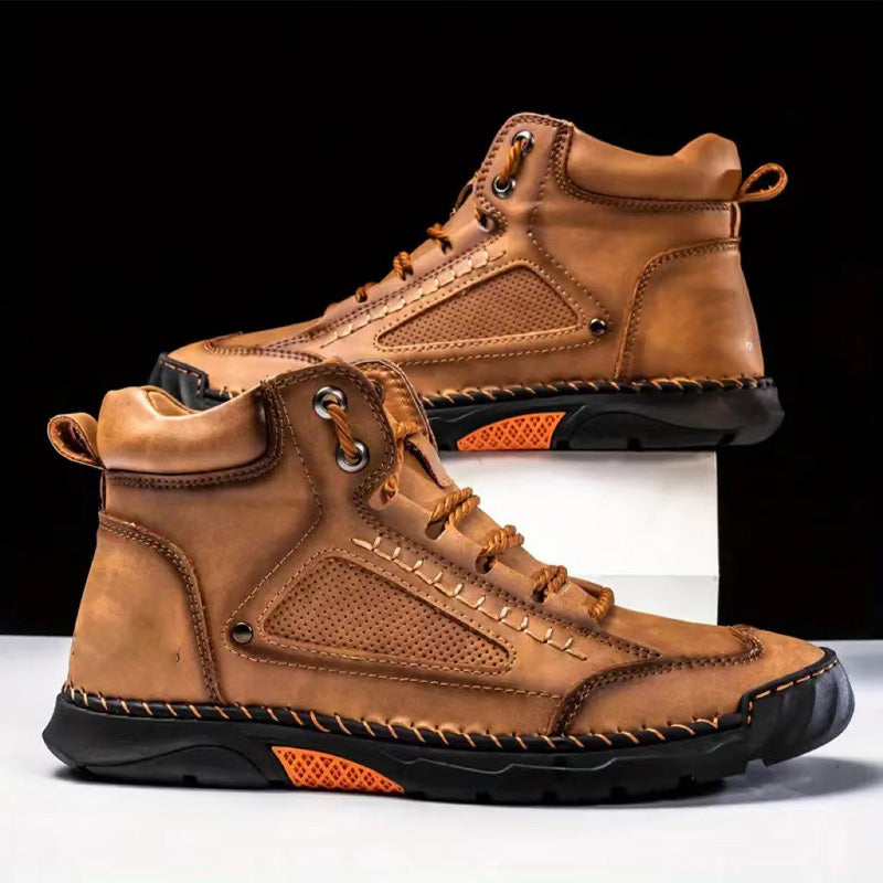 👞✨ Handgenähte Herrenstiefel mit flacher Sohle 👞🔥 Komfortabel & stilvoll für urbane Abenteuer im Alltag