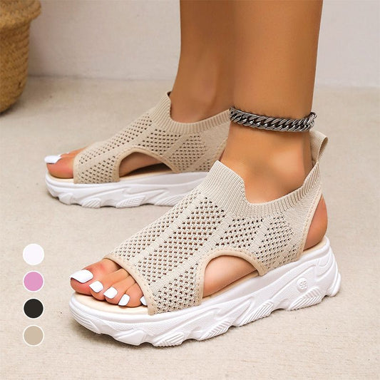 🔥👡 50% RABATT! Women's Casual Breathable Hollow Knitted Platform Sandals – atmungsaktives Strickdesign, perfekt für heiße Tage. 🌸✨