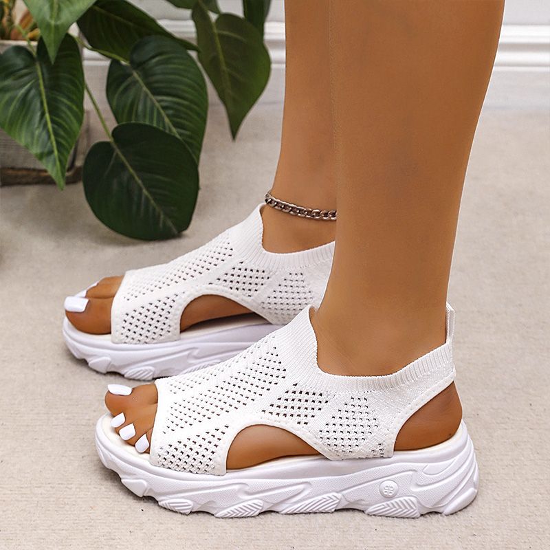 🔥👡 50% RABATT! Women's Casual Breathable Hollow Knitted Platform Sandals – atmungsaktives Strickdesign, perfekt für heiße Tage. 🌸✨