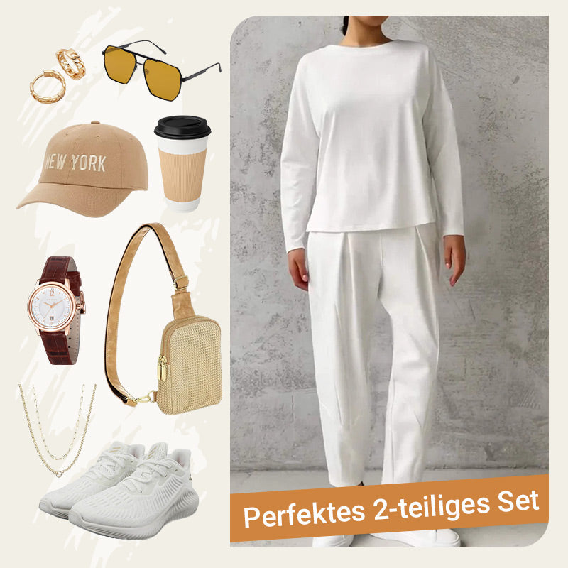 🔥2-teiliges Set mit langärmeligem Oberteil mit Rundhalsausschnitt ＆ Hose💞🔥