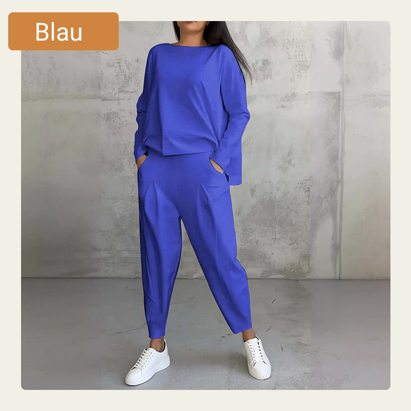 🔥2-teiliges Set mit langärmeligem Oberteil mit Rundhalsausschnitt ＆ Hose💞🔥