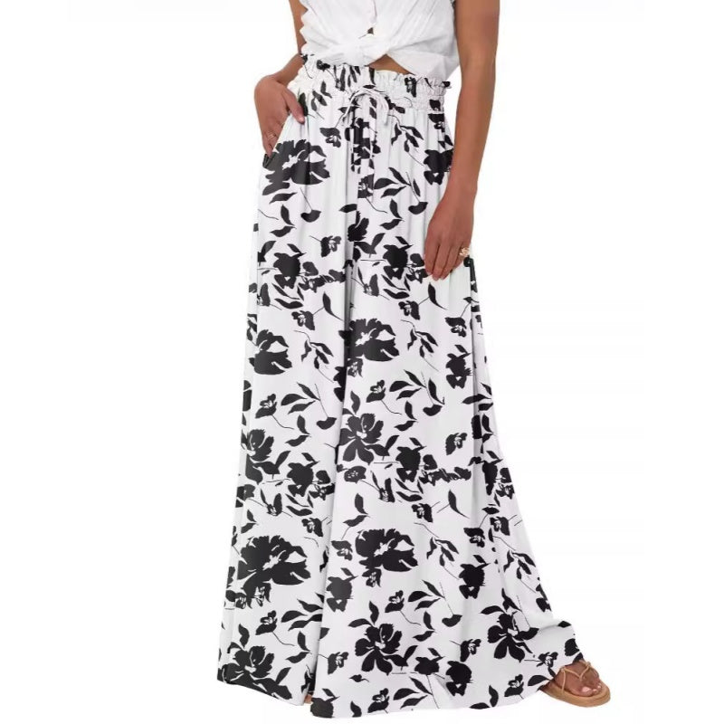 💕Weit geschnittene Hose mit Blumenmuster und hoher Taille