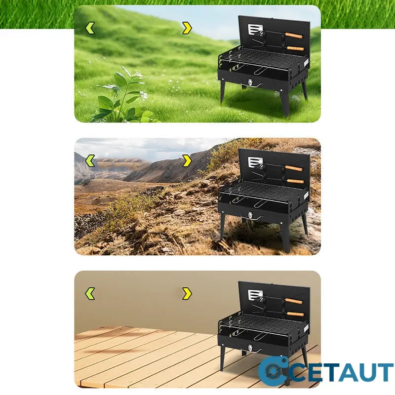🚚 Livraison gratuite ! 🔥 Tragbarer faltbarer Holzkohlegrill für Outdoor-Kochen 🍖🔥🍃