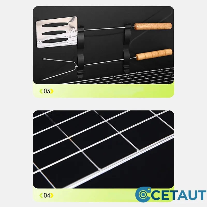 🚚 Livraison gratuite ! 🔥 Tragbarer faltbarer Holzkohlegrill für Outdoor-Kochen 🍖🔥🍃