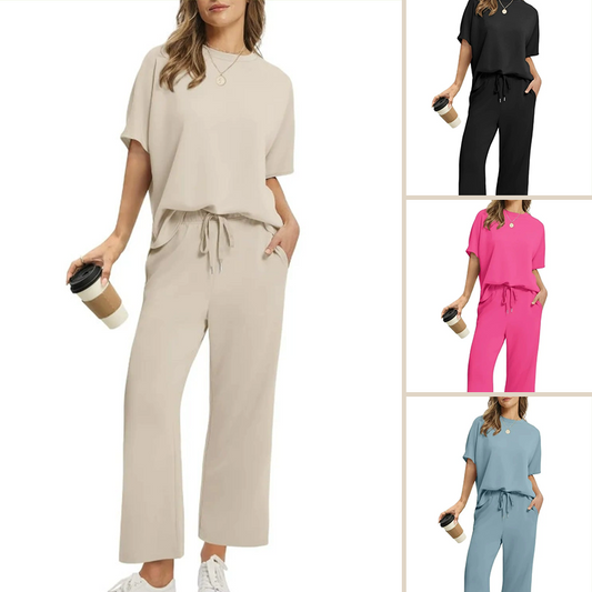 🌸LETZTER TAG – 60 % RABATT💖 Weiches, lässiges Damen-Set aus Oberteil und Hose