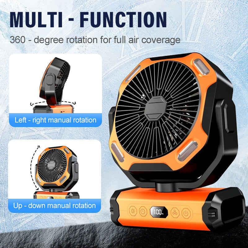Multifunktionaler tragbarer Campingventilator für den Außenbereich